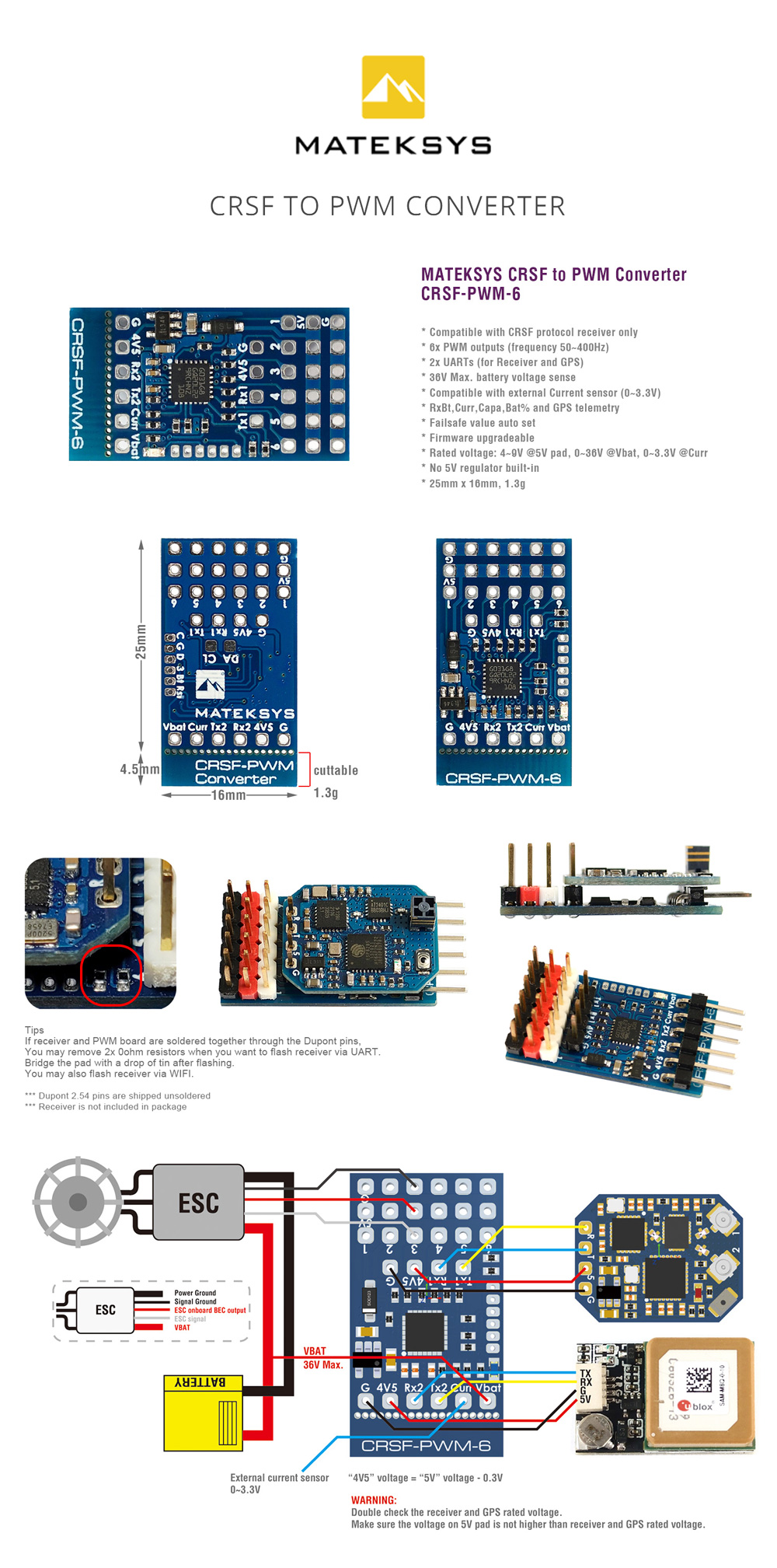 MATEKSYS-Crossfire-to-PWM-Converter---CRSF-PWM-6-Info
